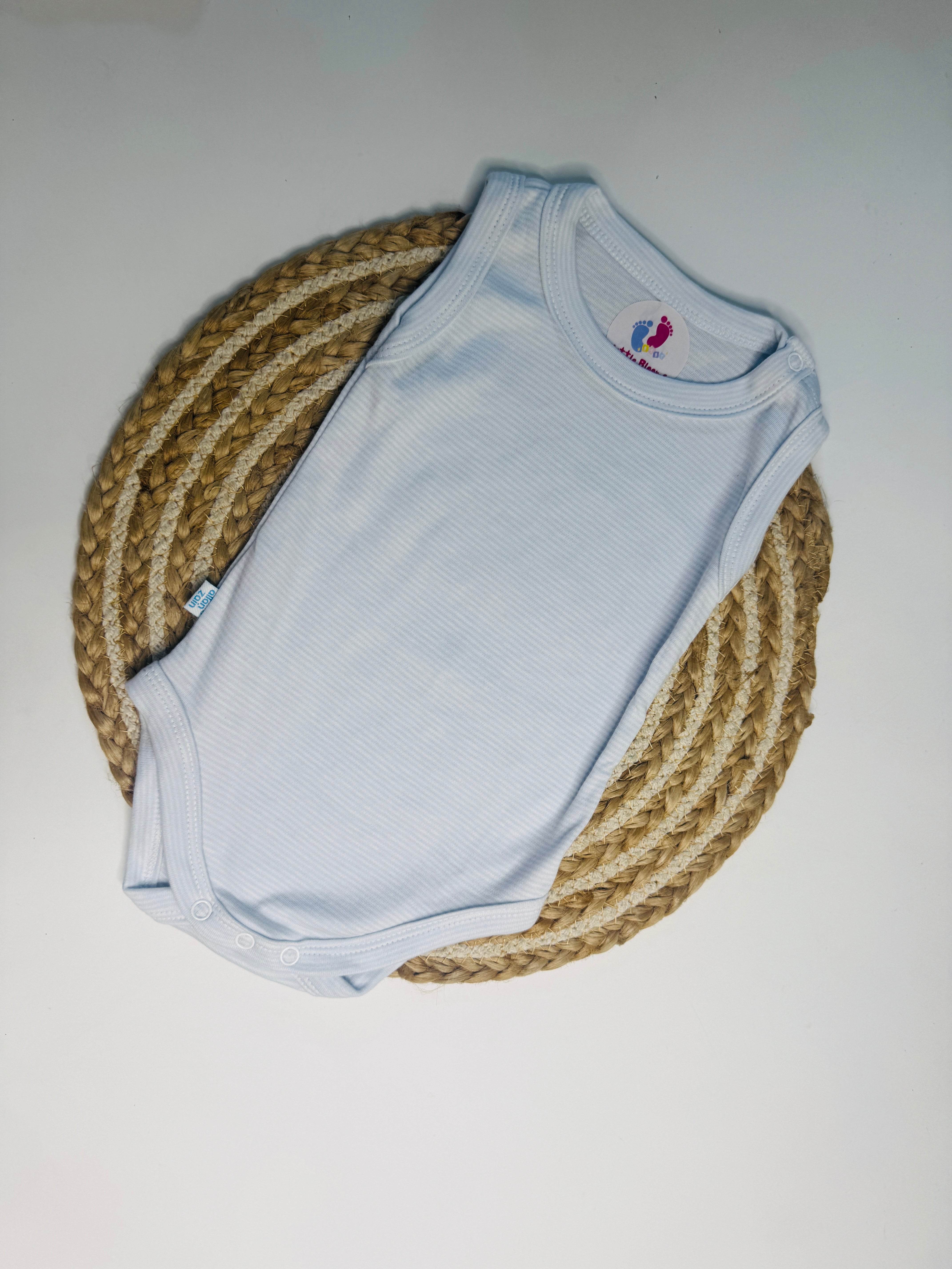 Sleeveless BodySuit - light blue stripes