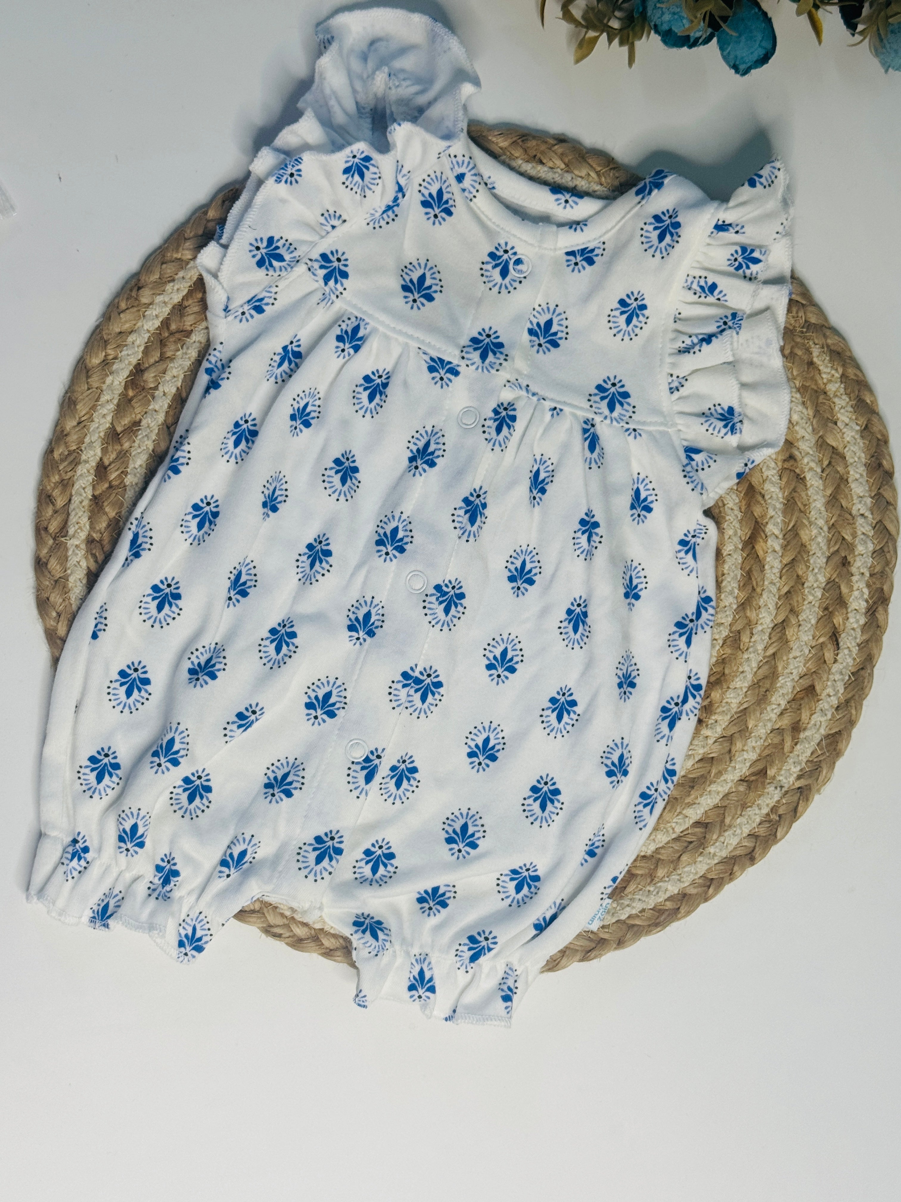 Girls Romper - Blue flowers
