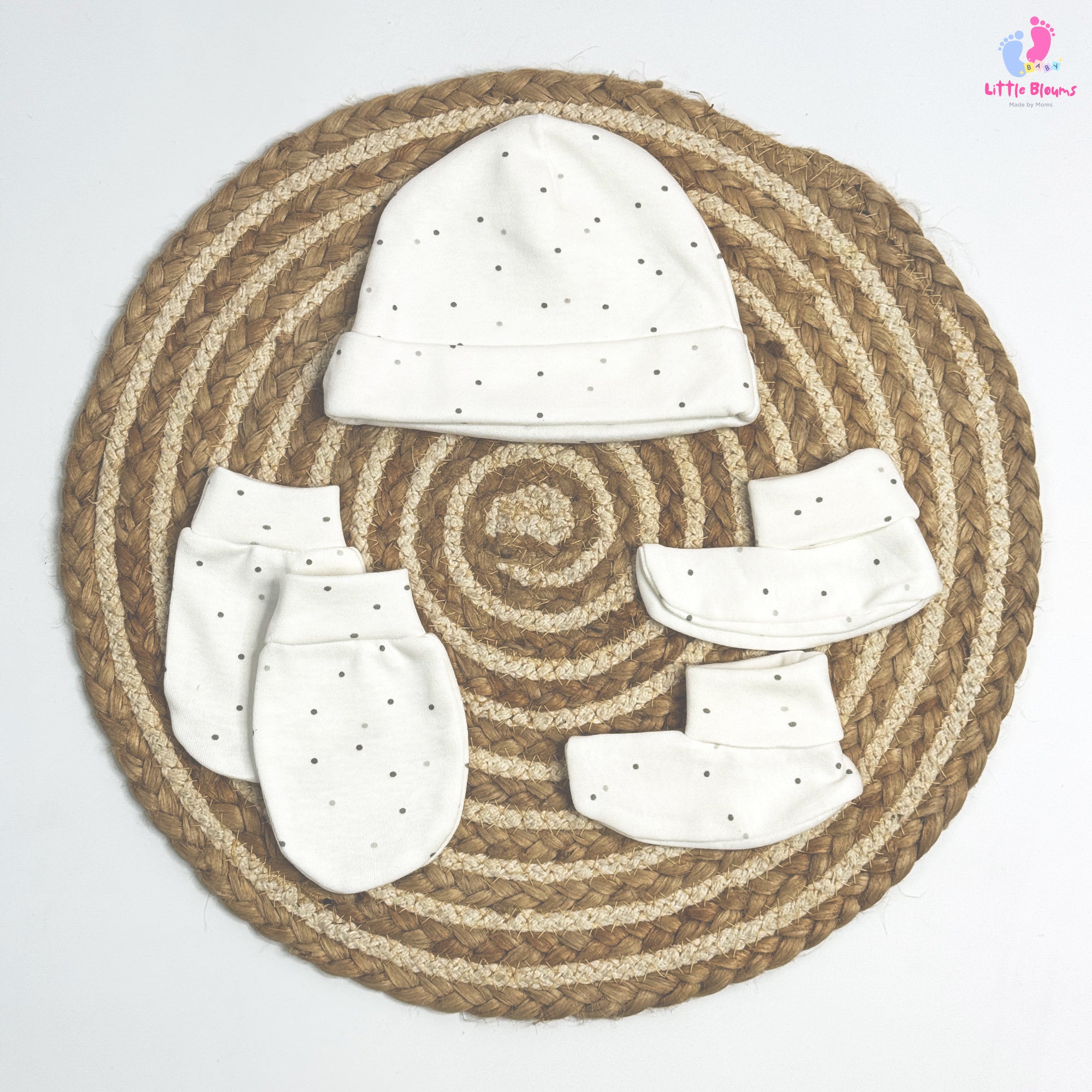 Cap Mitten Booties - Black Dot