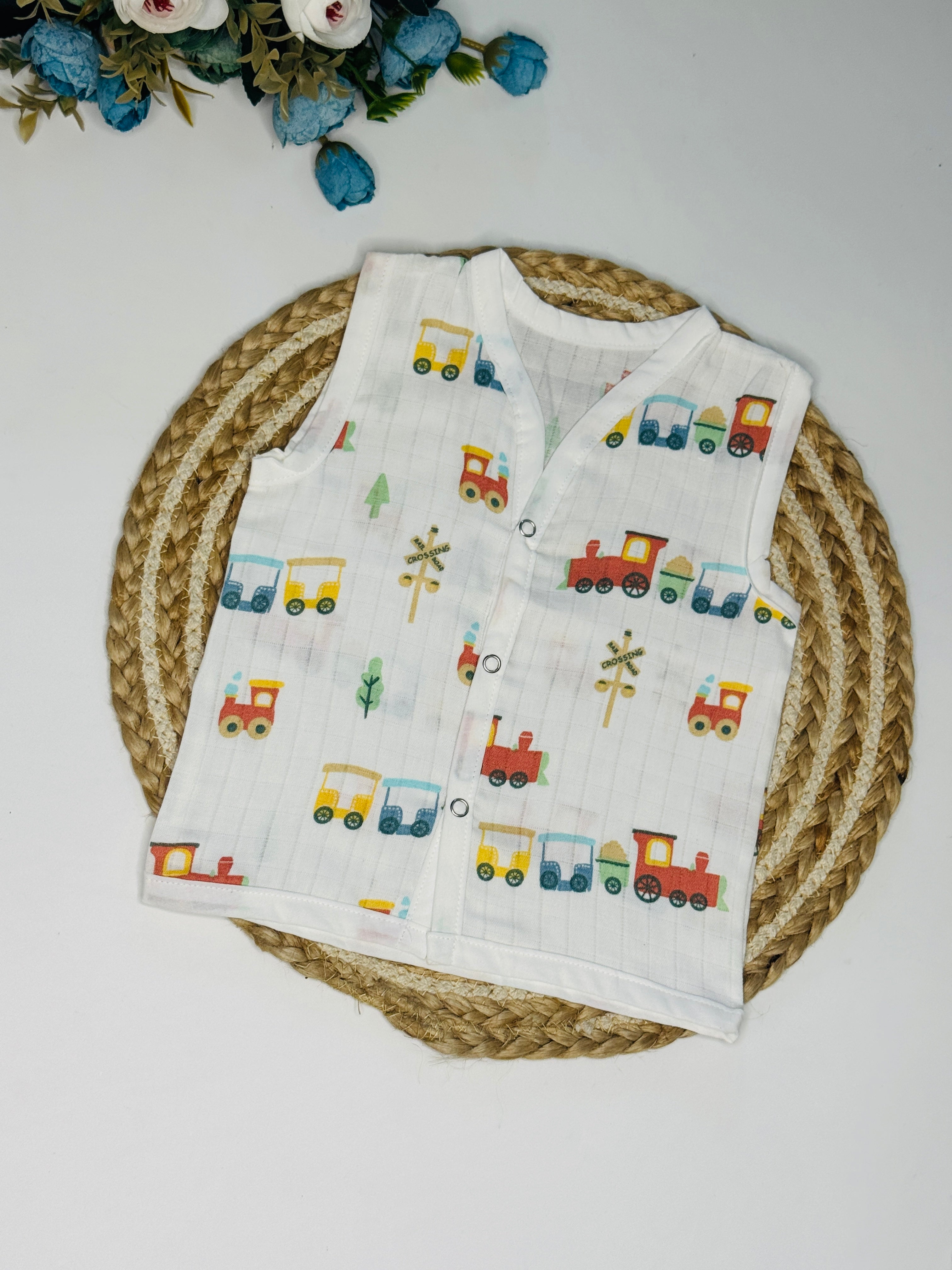 Muslin  Button Jabla - Truck Prints