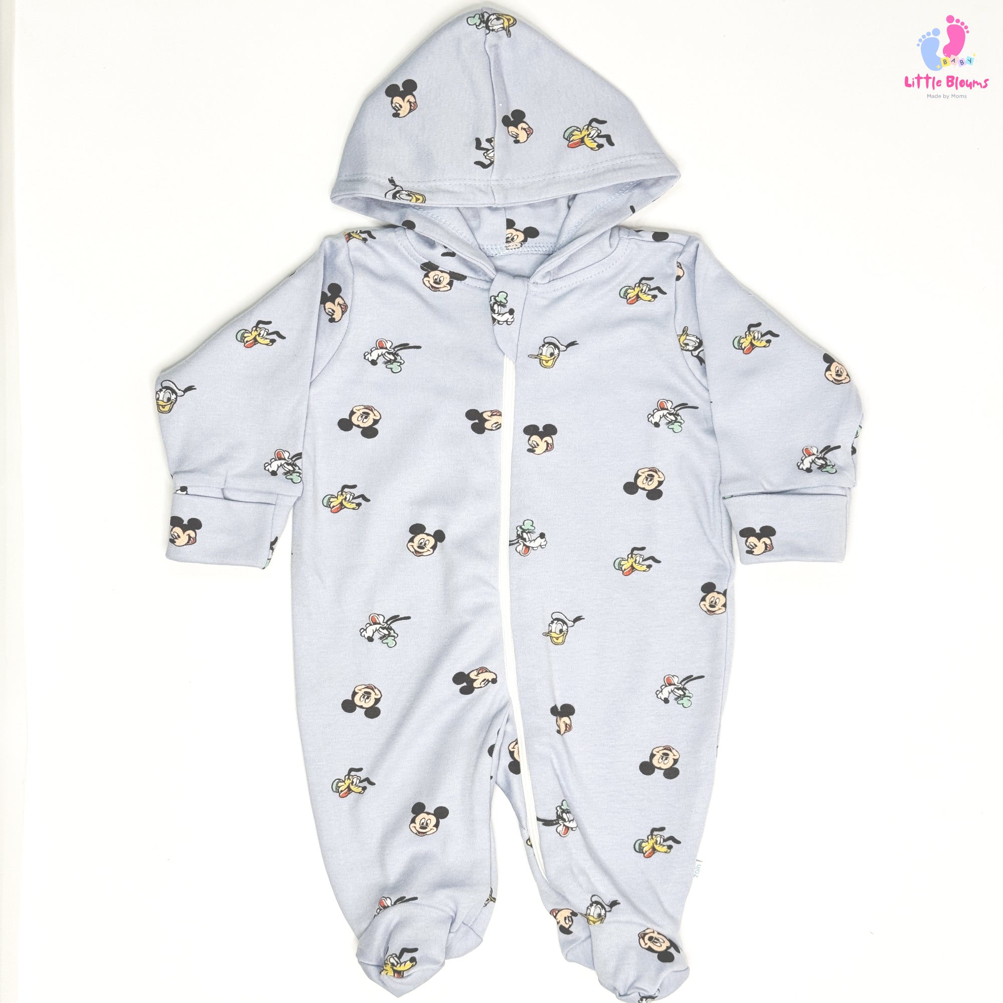 Hooded Romper - Blue Mickey