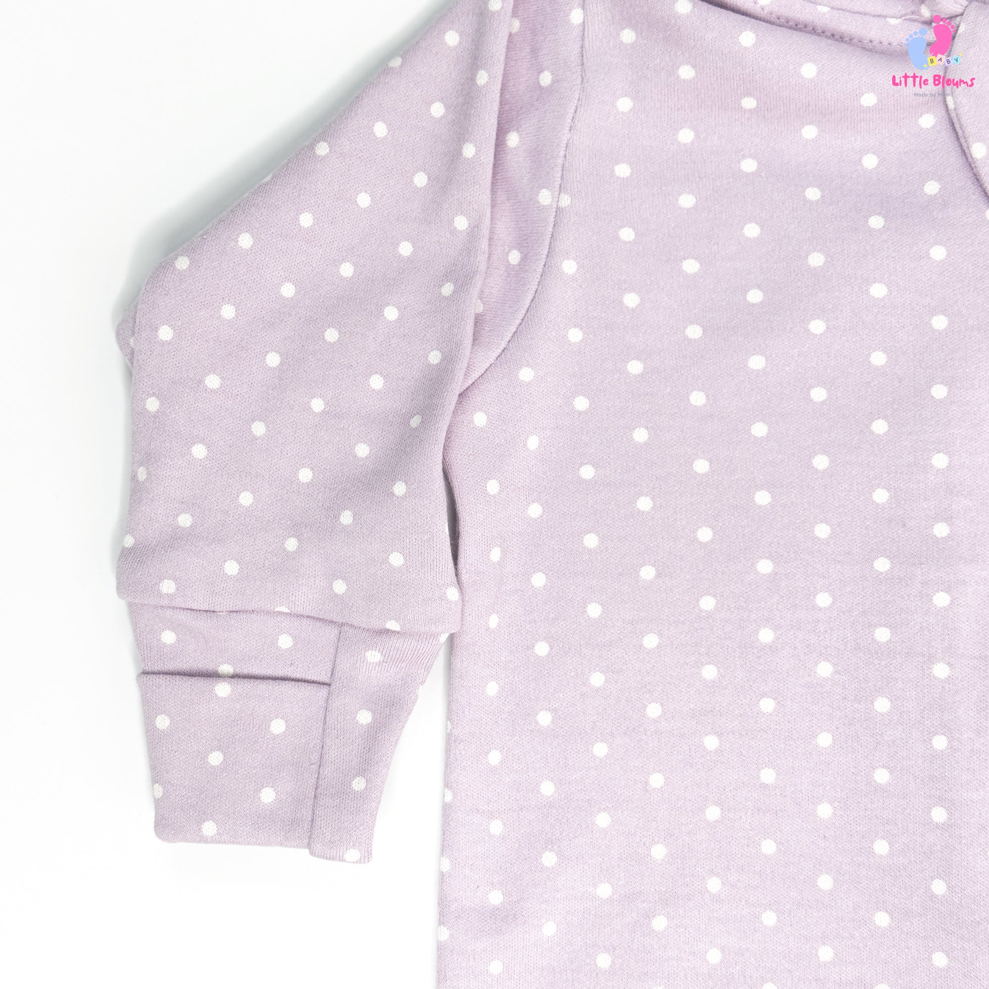 Hooded Romper - Purple with White Dot