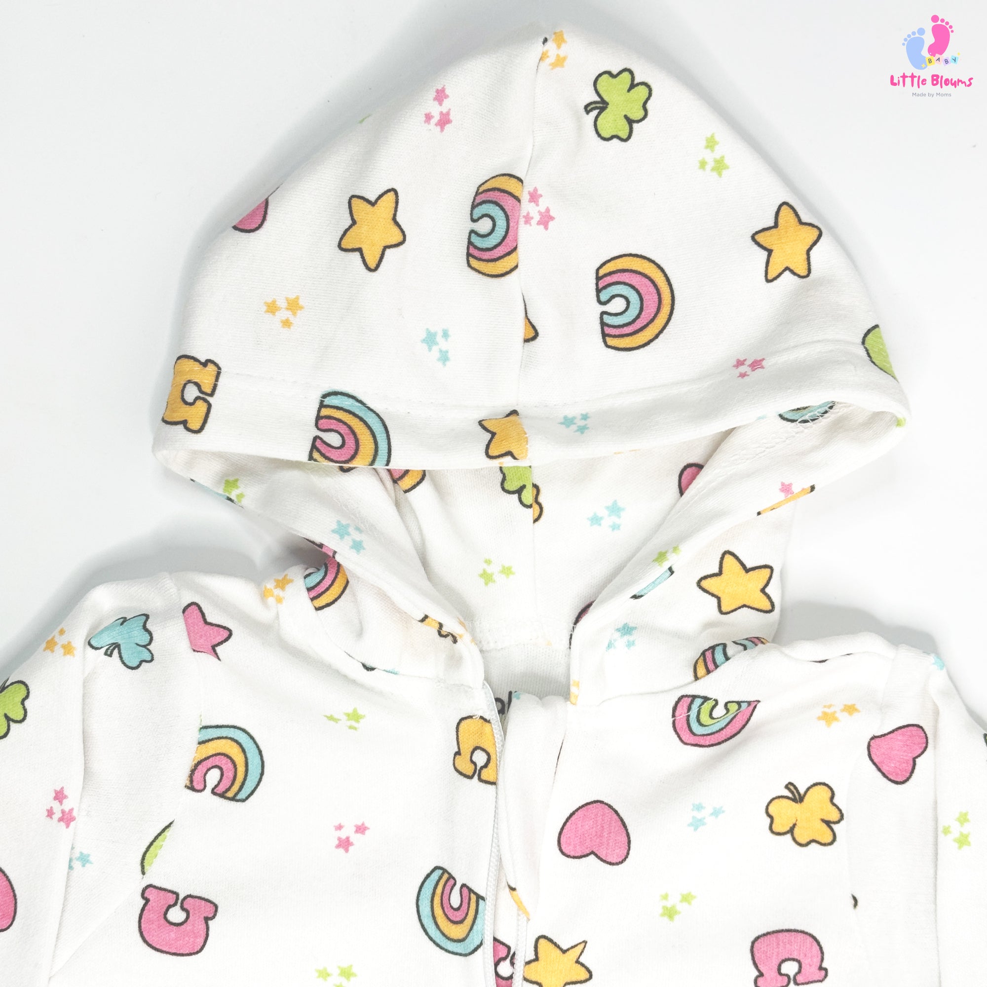 Hooded Romper - Yellow Stars