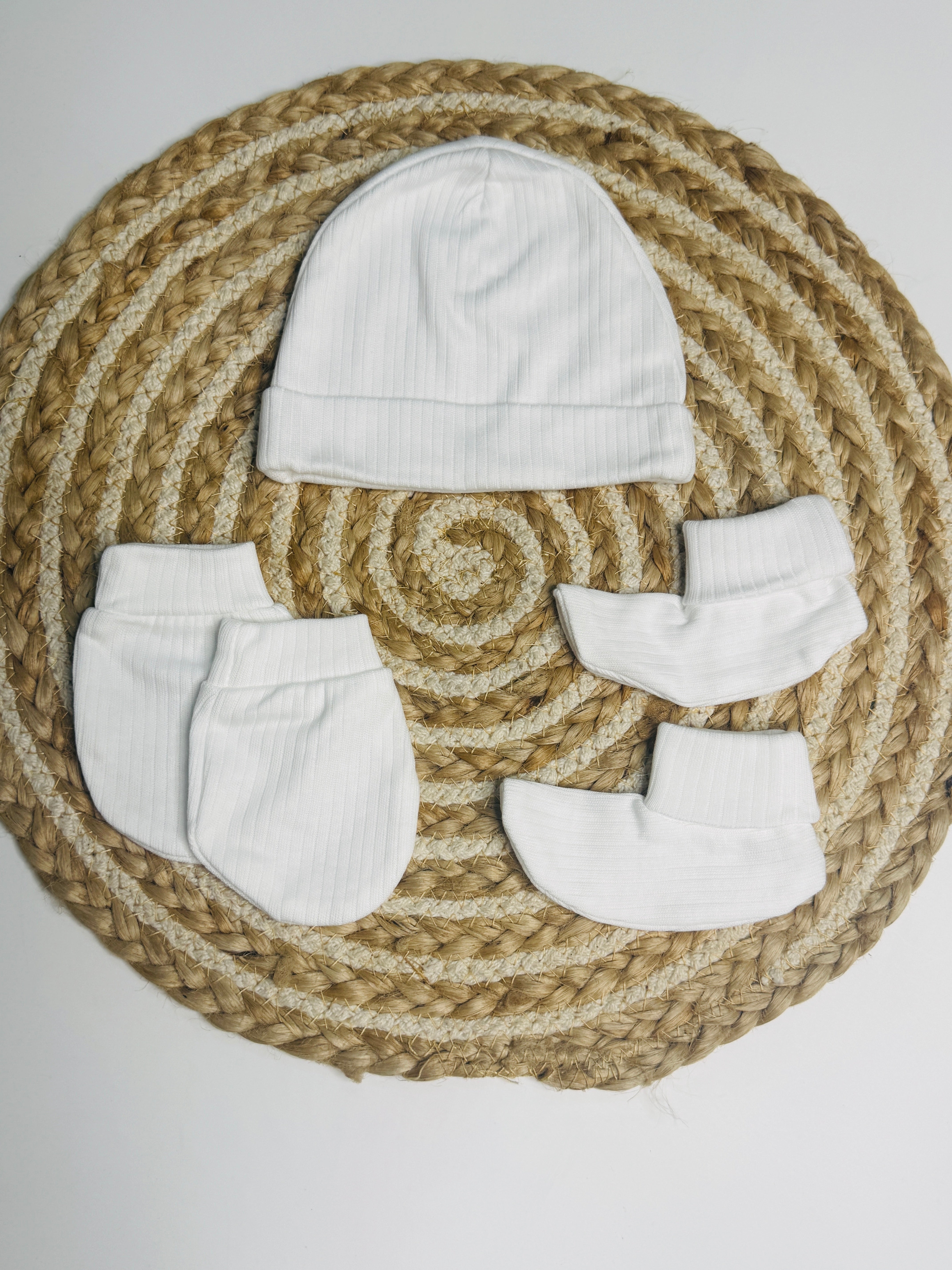 Cap Mitten Booties - plain white