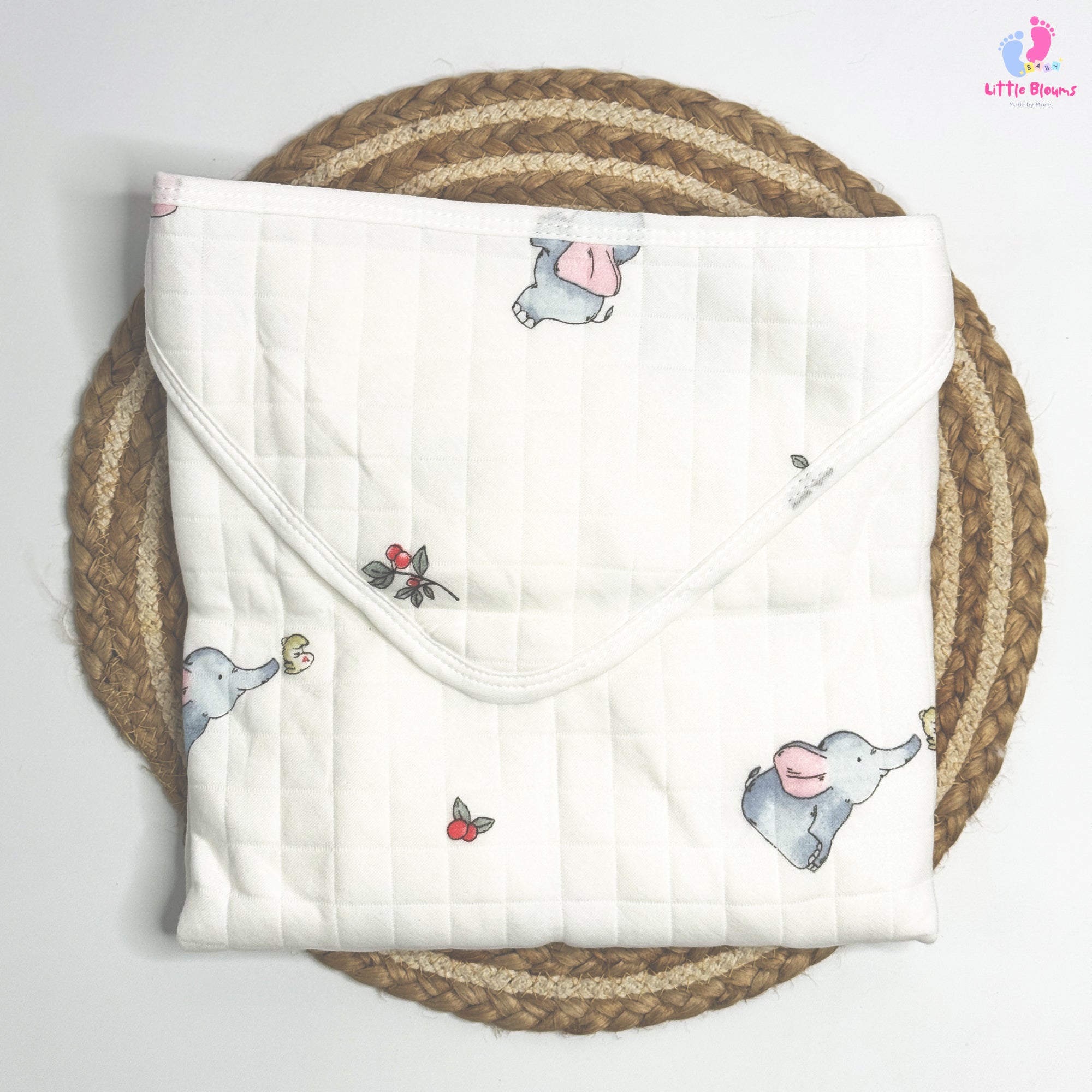 Muslin Hooded Wrapper - Elephant