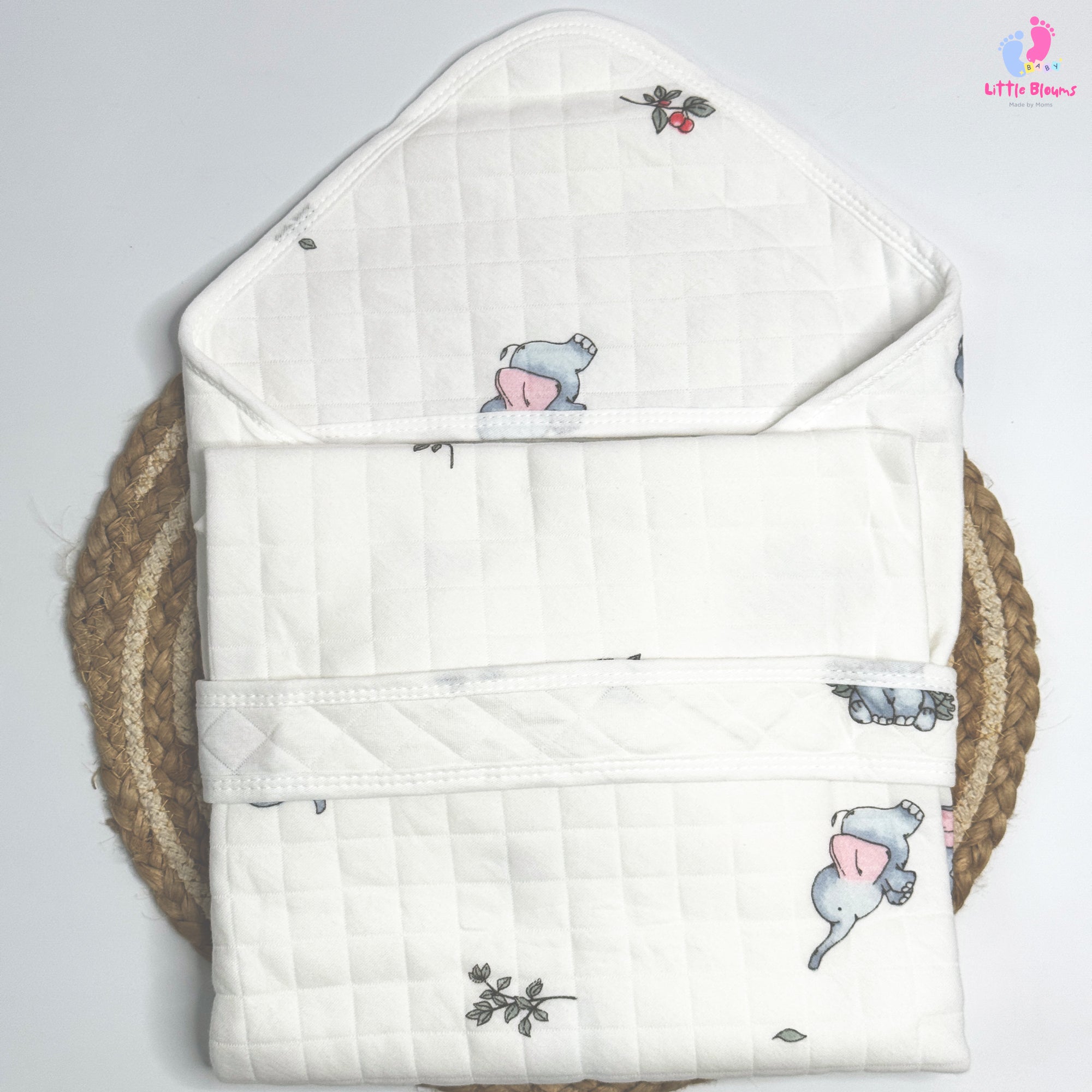 Muslin Hooded Wrapper - Elephant
