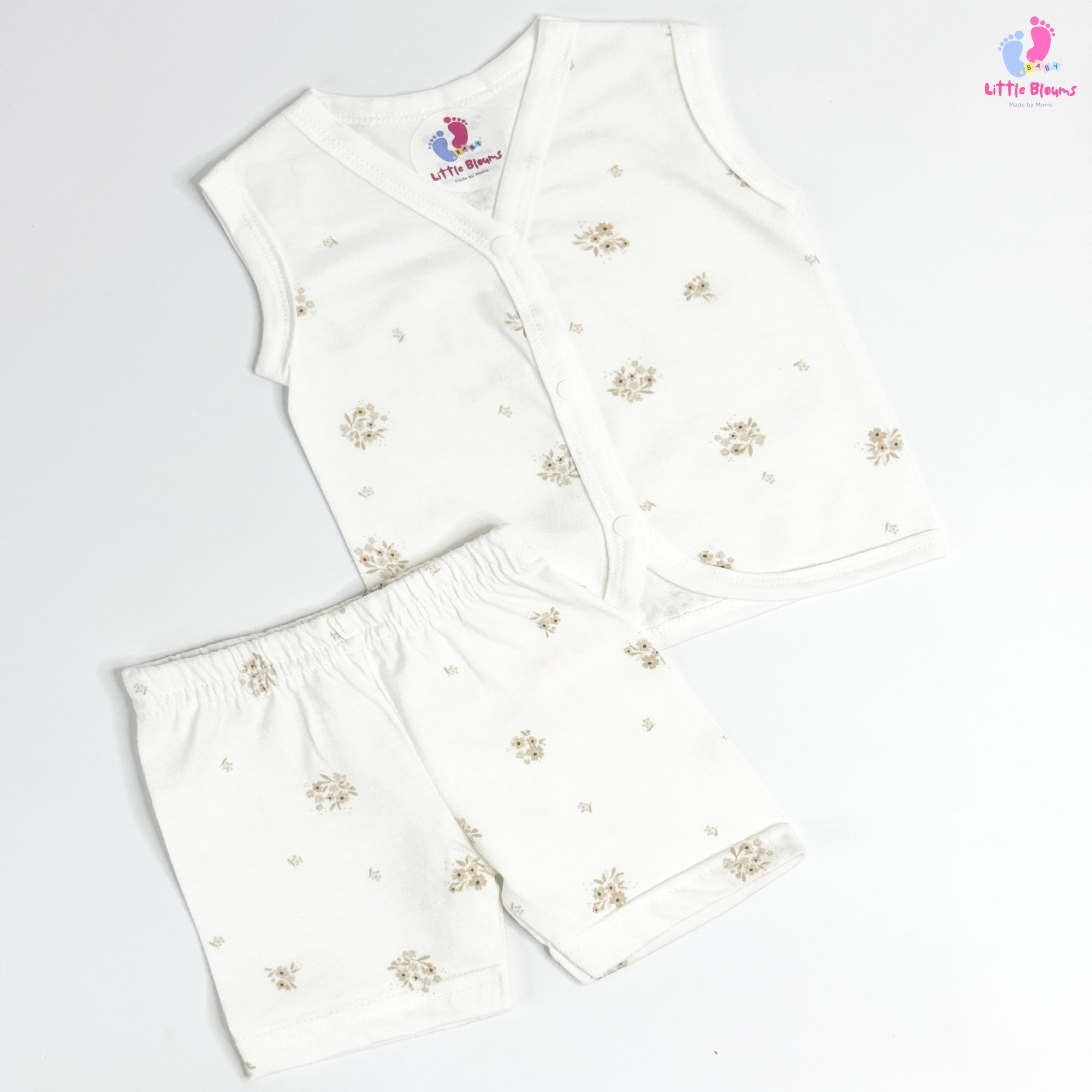 Sleeveless Set - Brown Flowers