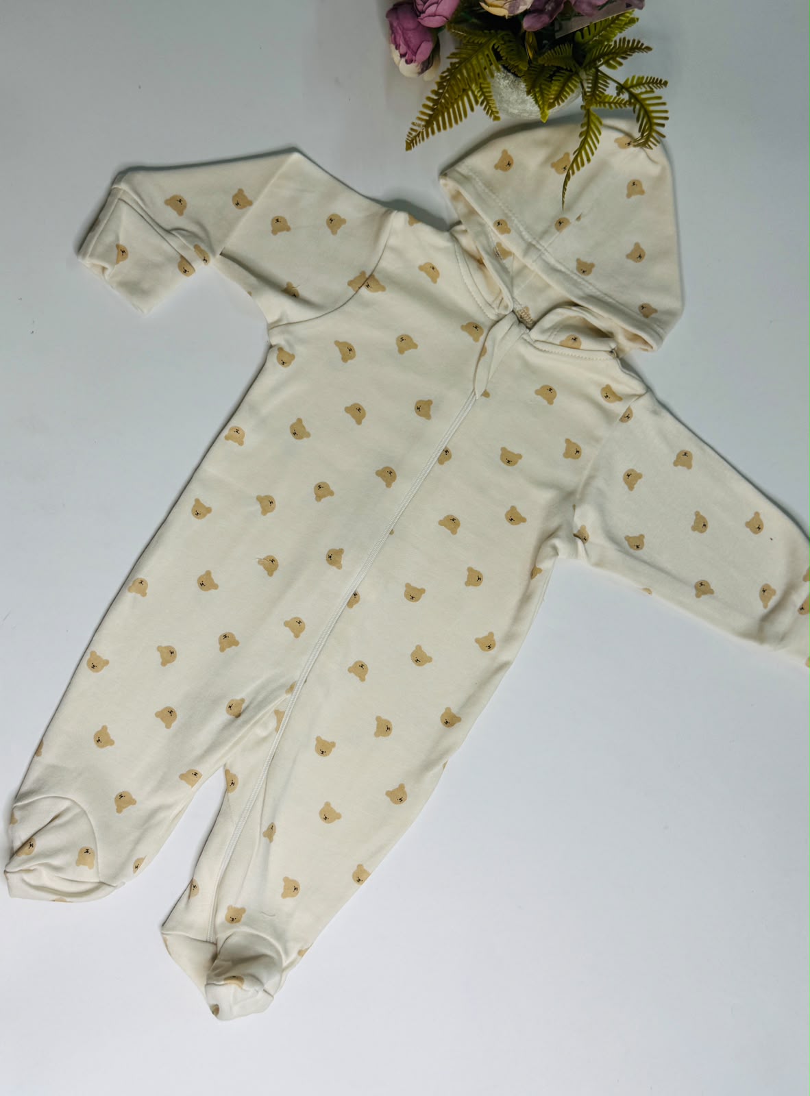 Hooded Romper - teddy