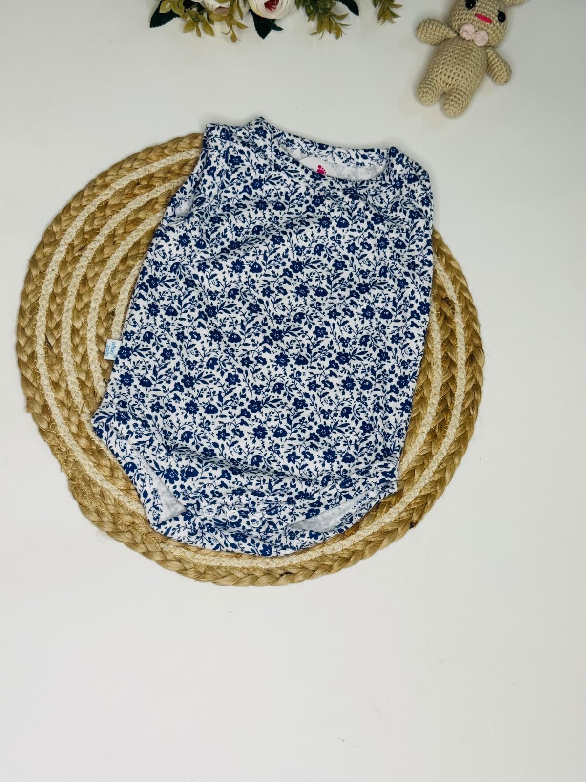Sleeveless BodySuit - Blue flowers